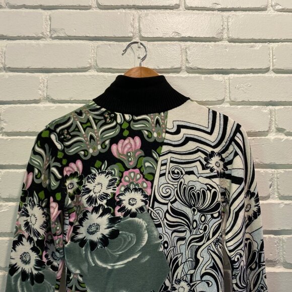 Custo Barcelona Jacket Sweater Multicolor Sz S Full Zip Art Beaded Floral Unique - Picture 14 of 16